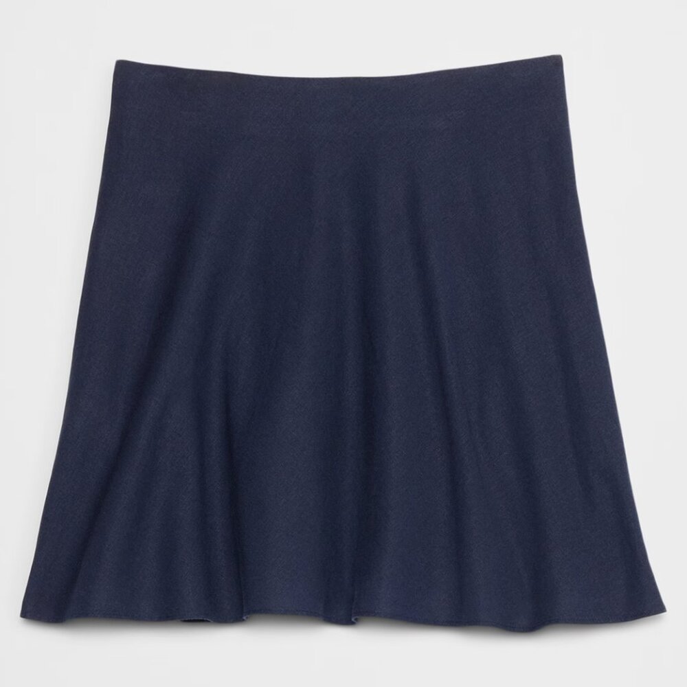 Banana Republic Preppy Navy Linen-Blend Mini Slip Skirt/NWT/6 - Picture 4 of 14